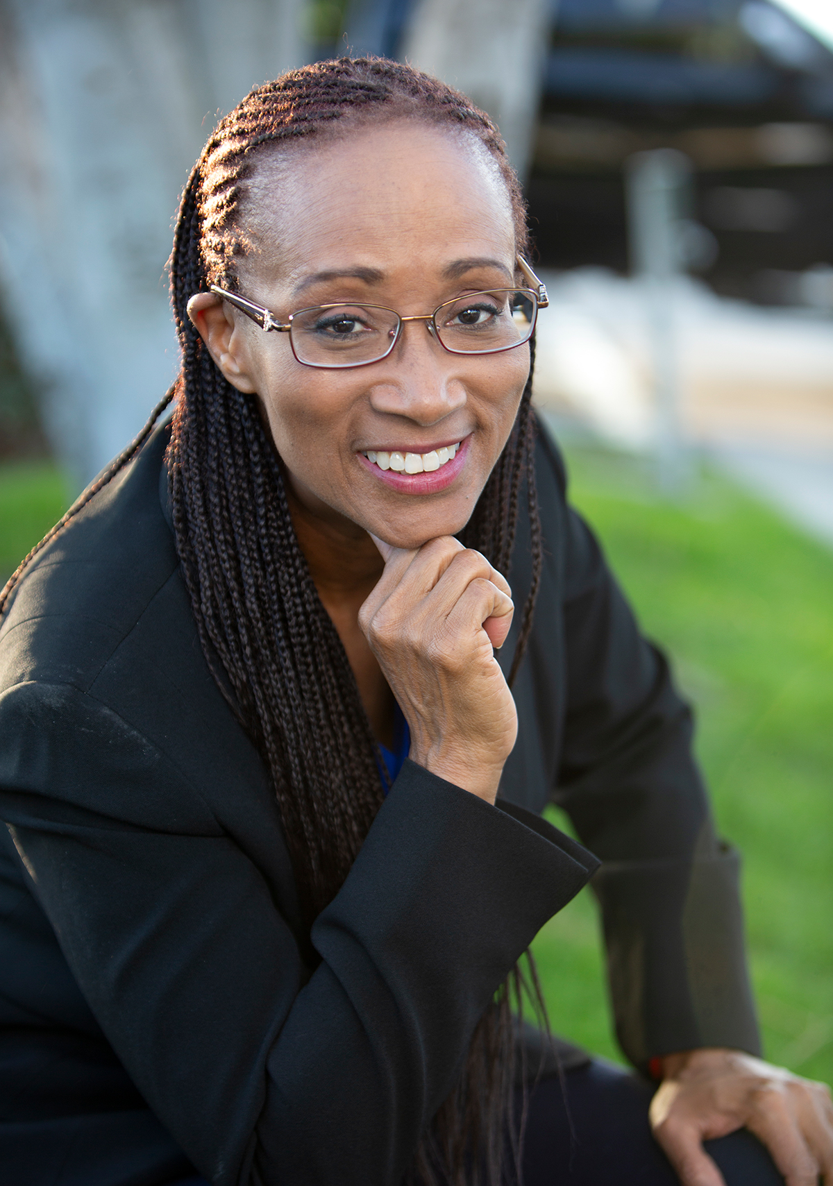 Outdoor headshot of actress