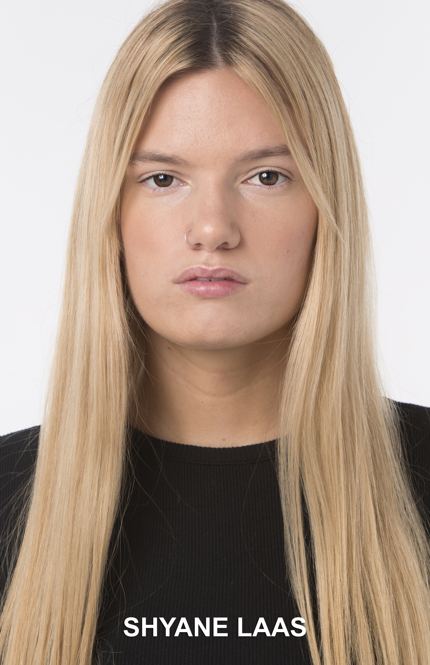 Zed card headshot of young model