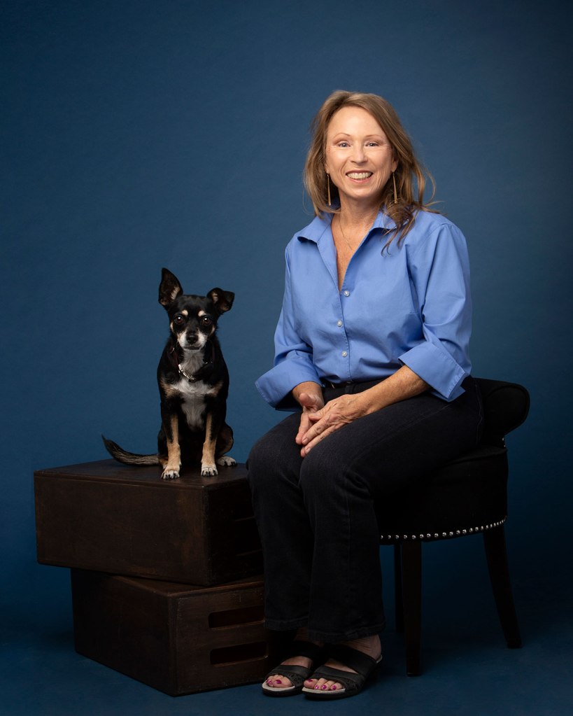 Woman with her pet dog.
